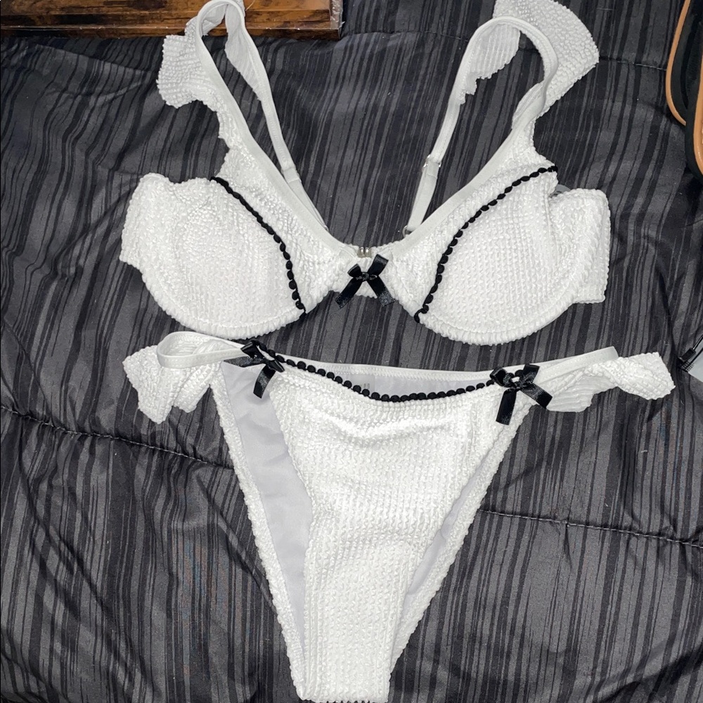 Elegant White Bikini with Black Accents